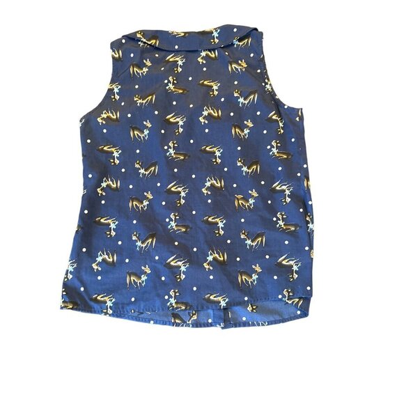 Beach Bash Womens Deer Print Button-Down Top With Lace Collar & Polka Dots - Picture 6 of 6